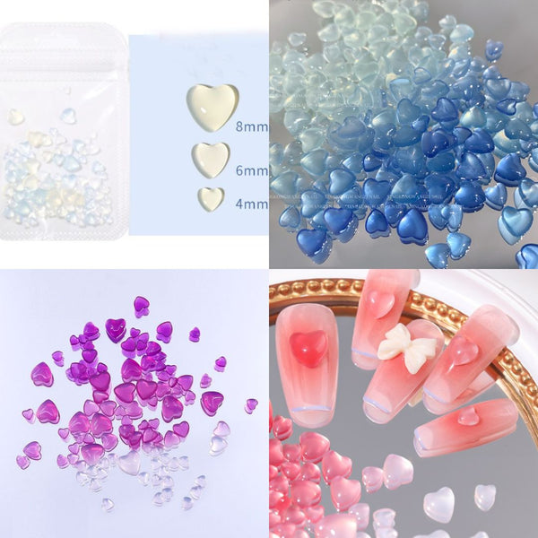UV Crystal Heart Nail Art Decoration Mixed Size