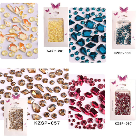 Nail Art Flat Bottom Mixed Glass Diamonds