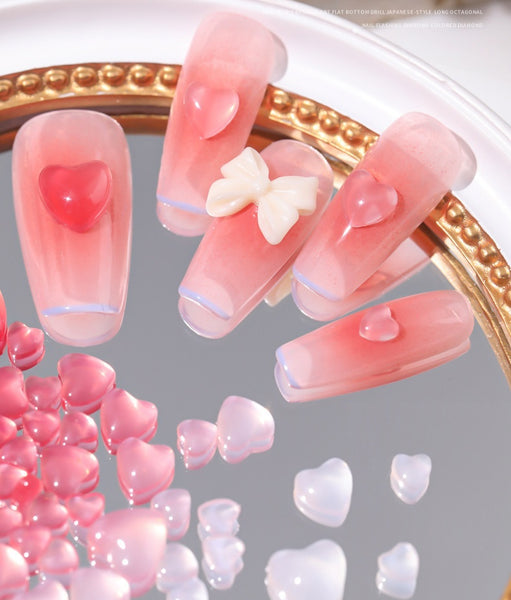 UV Crystal Heart Nail Art Decoration Mixed Size
