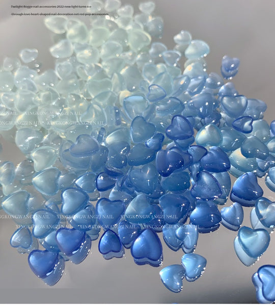 UV Crystal Heart Nail Art Decoration Mixed Size