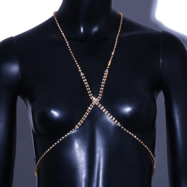 Rhinestone Cross Chest Chain 32503