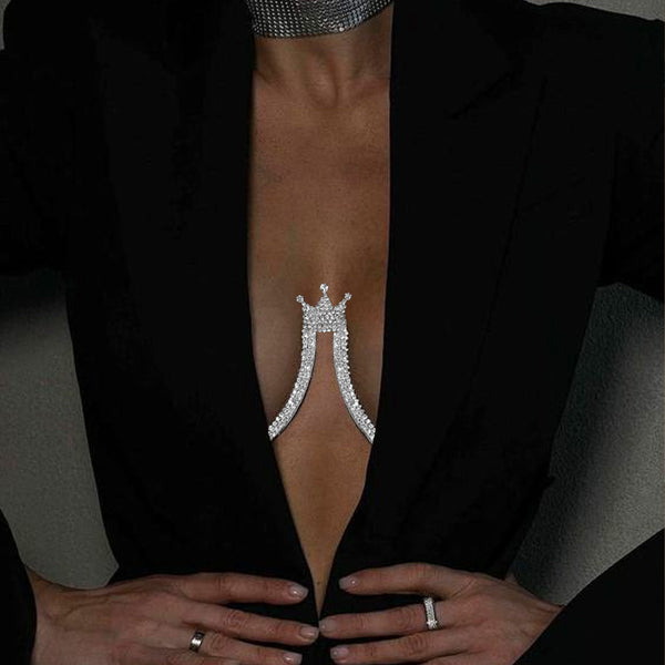 Rhinestone Crown Chest Chain 31101