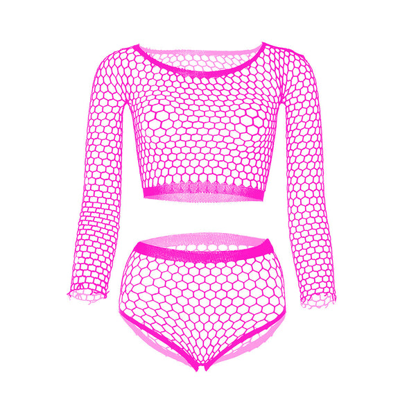 Long Sleeve Mesh 2 Piece W526