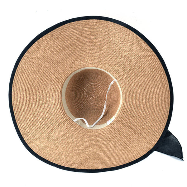Large Brim Ribbon Straw Hat