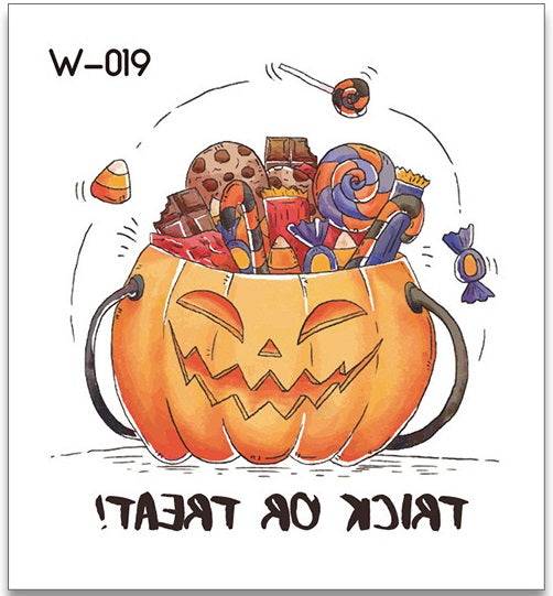 Cartoon Halloween Tattoos W556