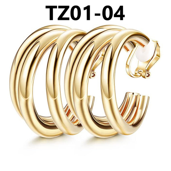 C Shaped Clip On Earrings 2