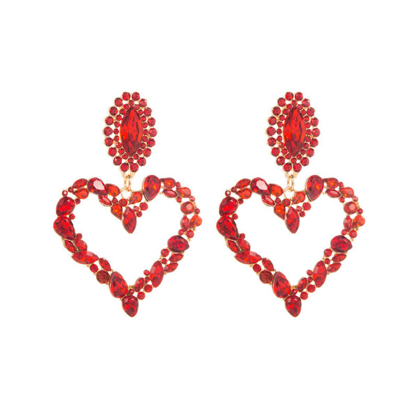 Colored Diamond Encrusted Heart Earrings