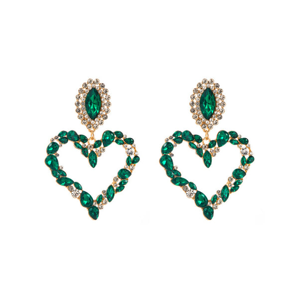 Colored Diamond Encrusted Heart Earrings