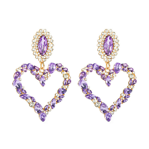 Colored Diamond Encrusted Heart Earrings