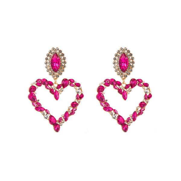 Colored Diamond Encrusted Heart Earrings