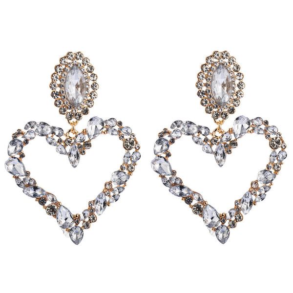 Colored Diamond Encrusted Heart Earrings
