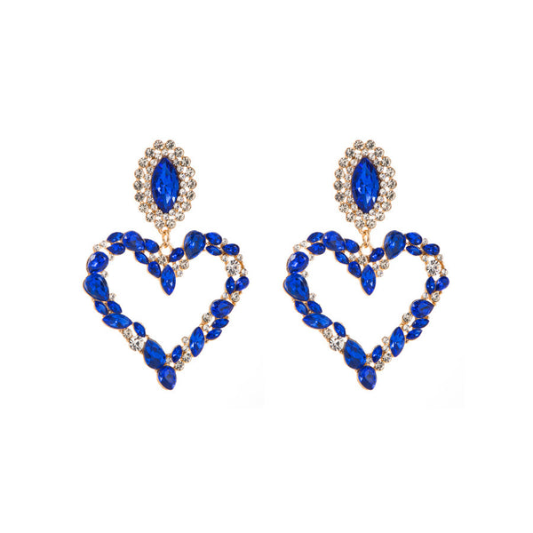 Colored Diamond Encrusted Heart Earrings