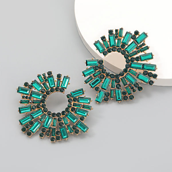 Flashy Sunflower Rhinestone Earrings