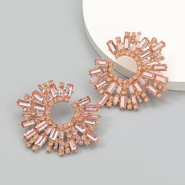 Flashy Sunflower Rhinestone Earrings