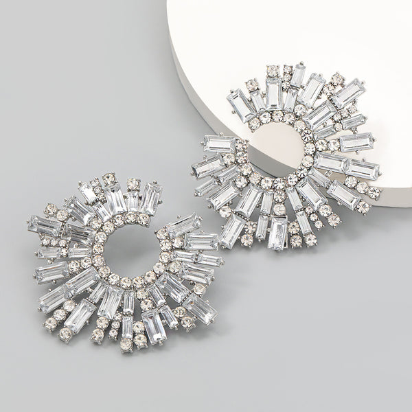 Flashy Sunflower Rhinestone Earrings