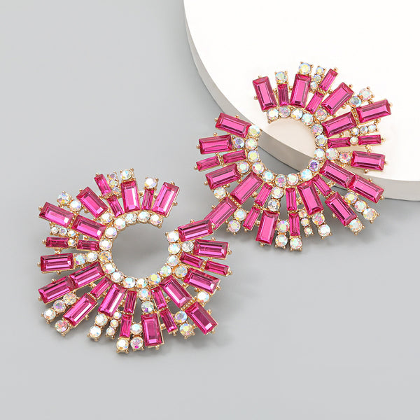 Flashy Sunflower Rhinestone Earrings