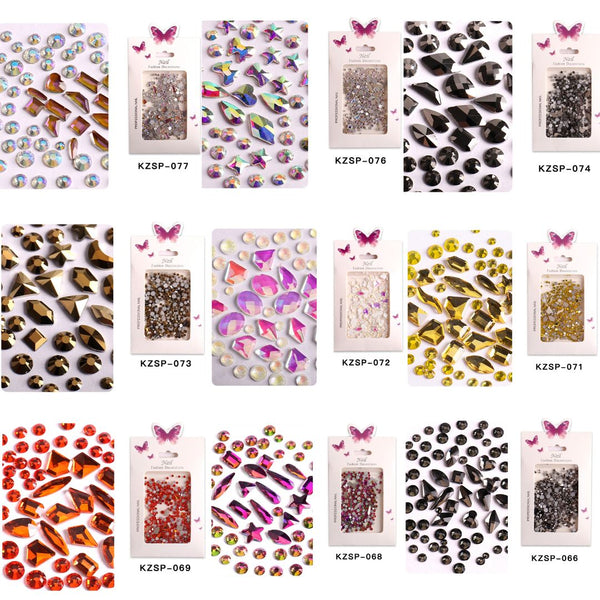 Nail Art Flat Bottom Diamonds Mixed Shapes
