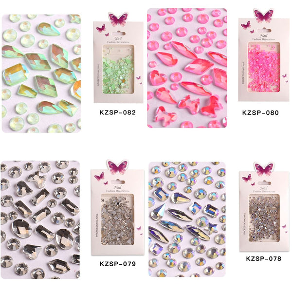 Nail Art Flat Bottom Diamonds Mixed Shapes