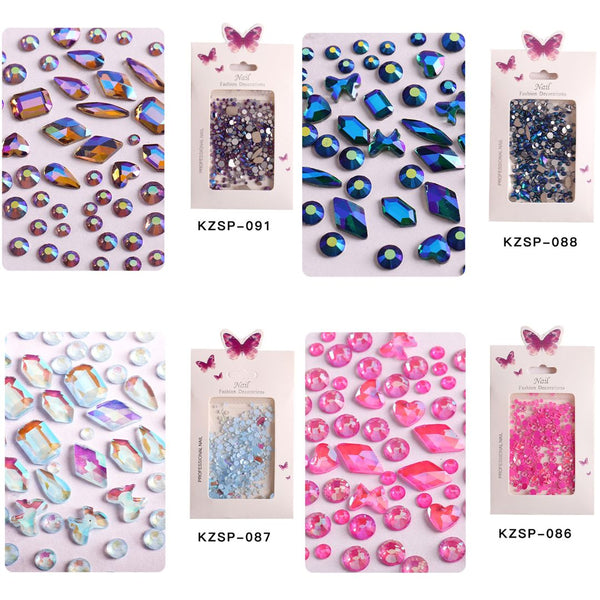 Nail Art Flat Bottom Diamonds Mixed Shapes