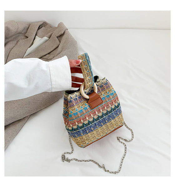 Boho Woven Bucket Bag WJ9024