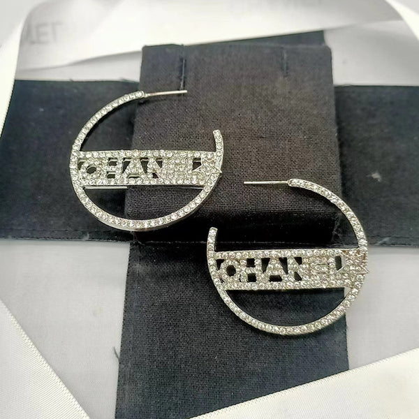 Diamond CC Hoop Earrings