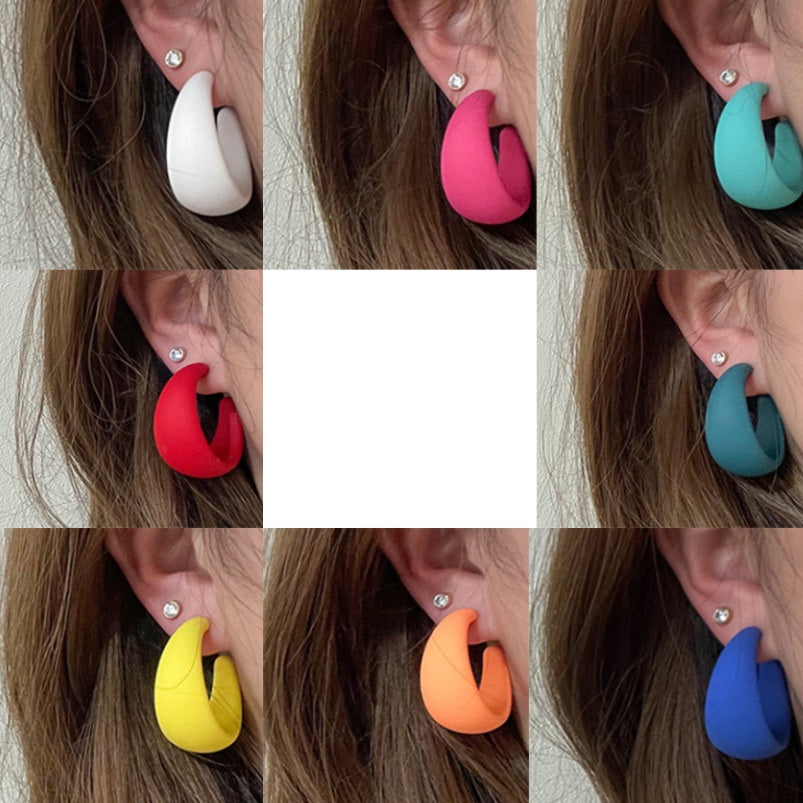 Matte C Shaped Candy Colored Earrings E2039