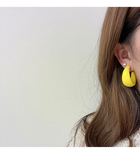 Matte C Shaped Candy Colored Earrings E2039