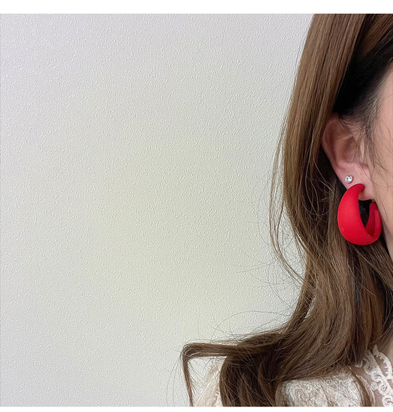 Matte C Shaped Candy Colored Earrings E2039