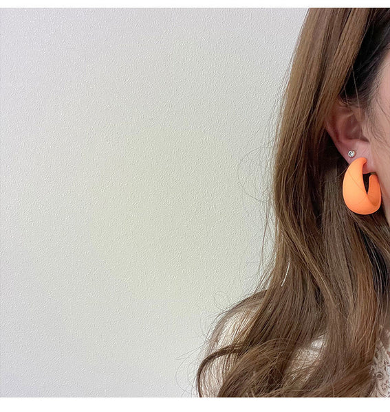 Matte C Shaped Candy Colored Earrings E2039