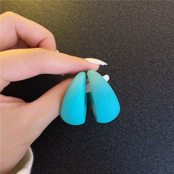 Matte C Shaped Candy Colored Earrings E2039