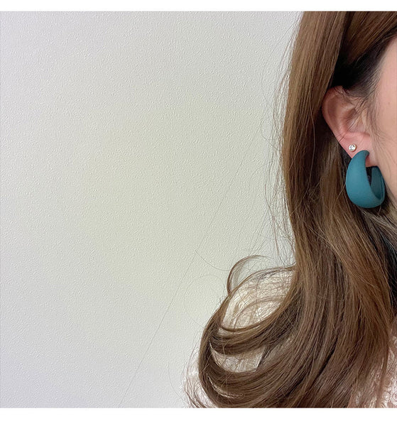 Matte C Shaped Candy Colored Earrings E2039
