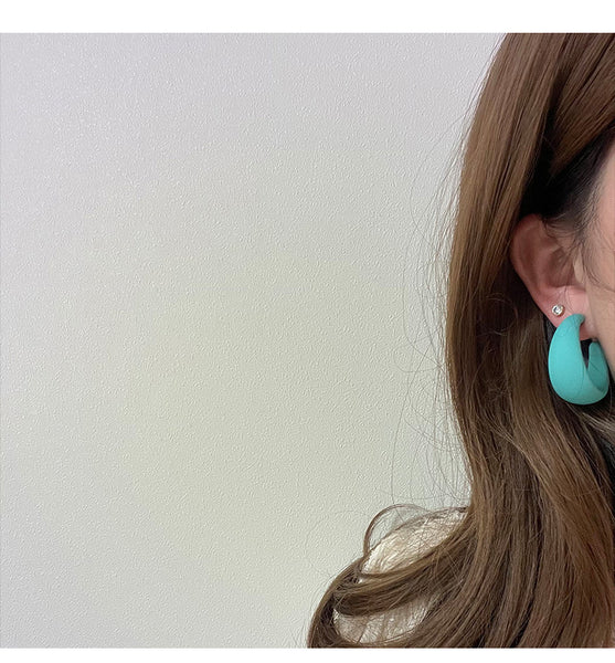 Matte C Shaped Candy Colored Earrings E2039