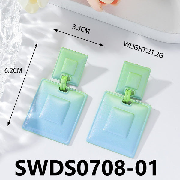 Matte Pink and Green Earrings SWDS0708