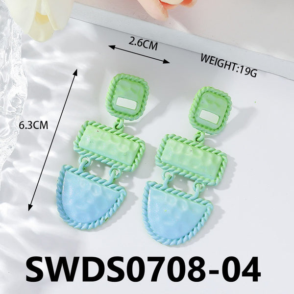 Matte Pink and Green Earrings SWDS0708