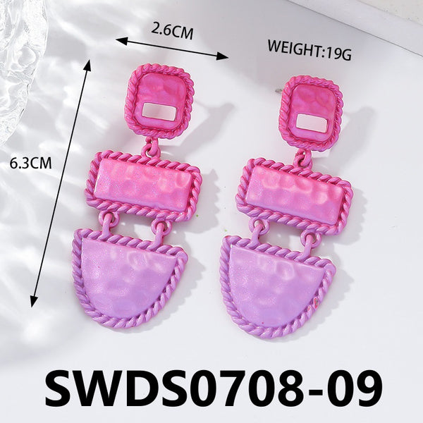 Matte Pink and Green Earrings SWDS0708