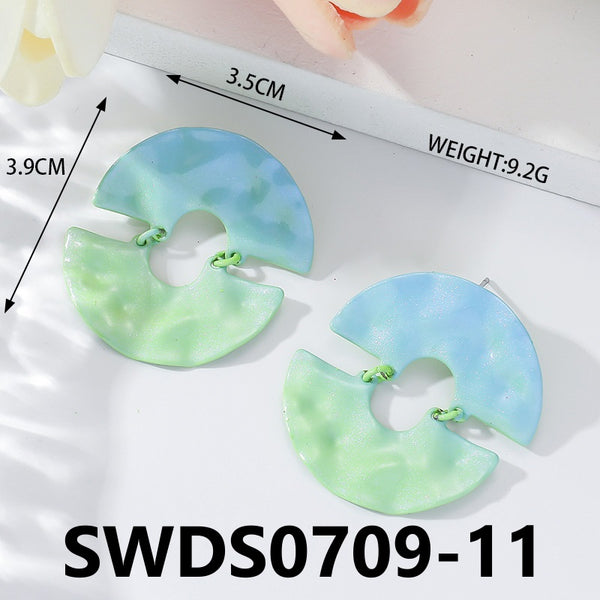 Matte Pink and Green Earrings SWDS0709