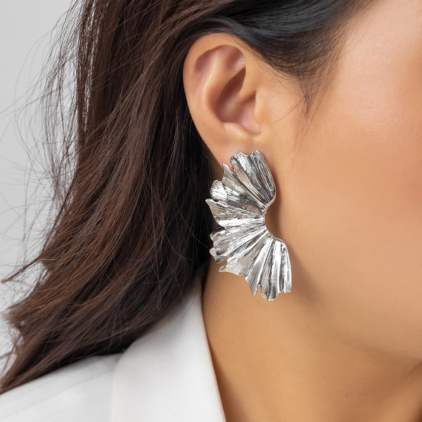 Metal Lotus Leaf Earrings 2885