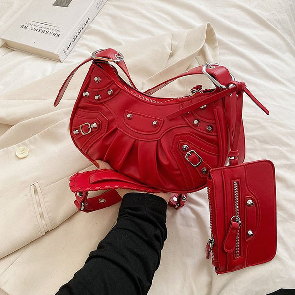Rivet Motorcycle Shoulder Bag (No Mirror)