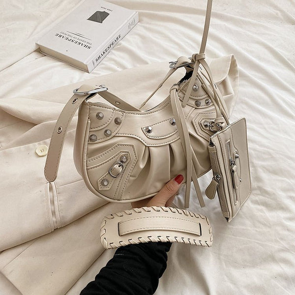 Rivet Motorcycle Shoulder Bag (No Mirror)