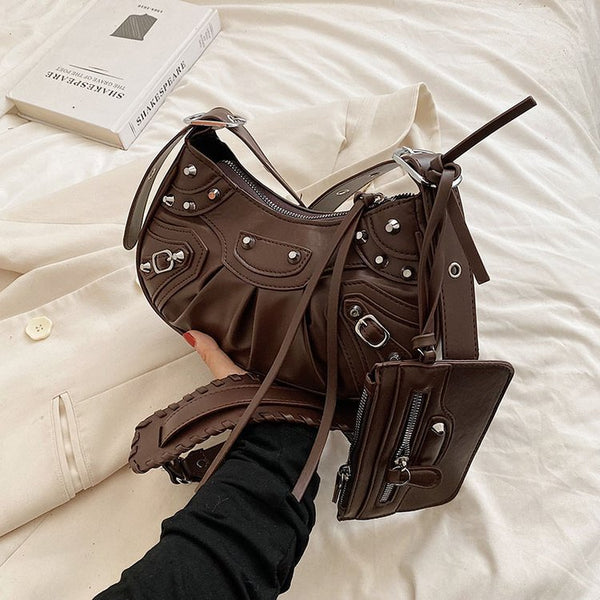 Rivet Motorcycle Shoulder Bag (No Mirror)