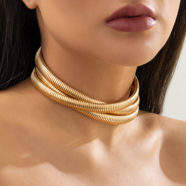 Thick Layered Choker Necklace JS05525
