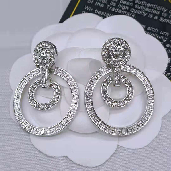 V Circle Earrings