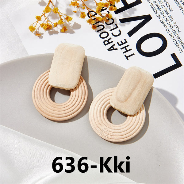 Wooden Geometric Earrings