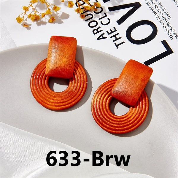 Wooden Geometric Earrings