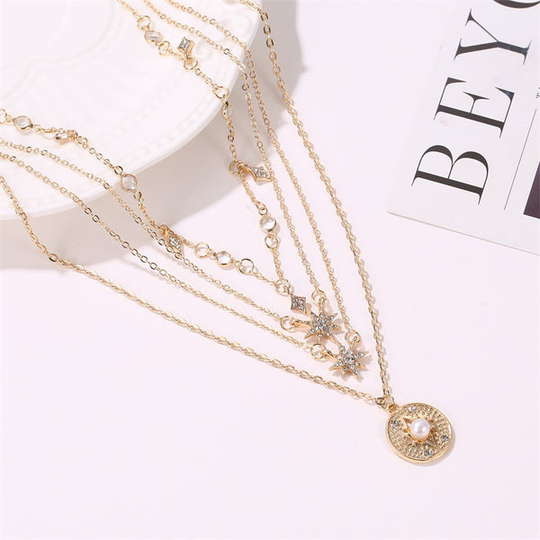 Multi-Layer Star Necklace 12089 Gold