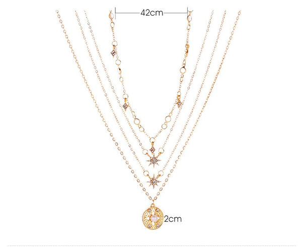 Multi-Layer Star Necklace 12089 Gold