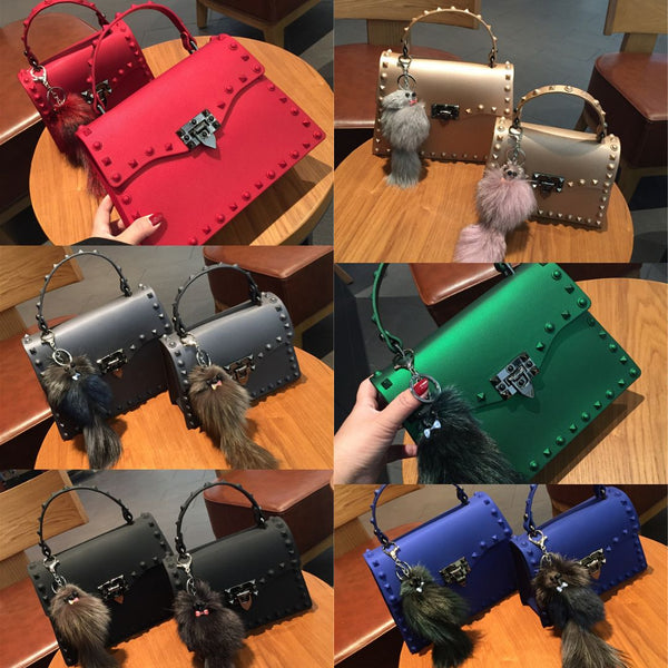 Large Matte PVC Diamond Rivet Sidebag