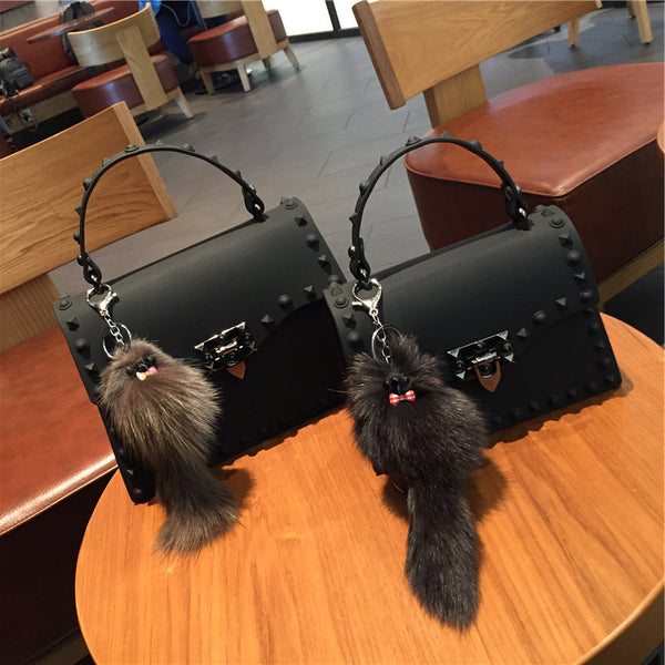 Large Matte PVC Diamond Rivet Sidebag