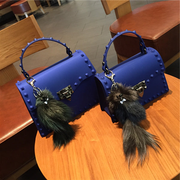 Large Matte PVC Diamond Rivet Sidebag