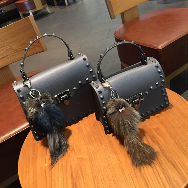 Large Matte PVC Diamond Rivet Sidebag
